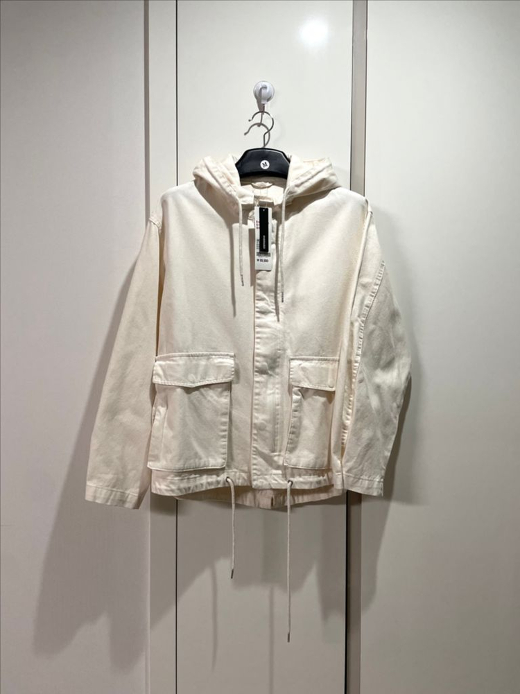 [새상품] 에잇세컨즈 코튼 후드탈부착 야상점퍼 화이트/아이보리흰색미색크림색 남녀공용남자여자 집업 아우터 외투 봄가을--9