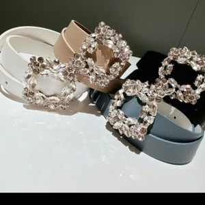 (미착용, 새상품) 큐빅 검정 벨트