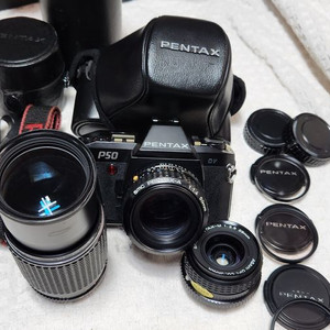 펜탁스P50, 렌즈3개, 케이스, 카메라가방.