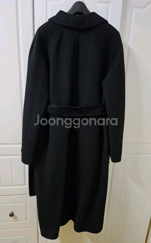 LINE 라인어디션 핸드메이드 벨티드 캐시미어 혼방 롱코트 55 블랙--5