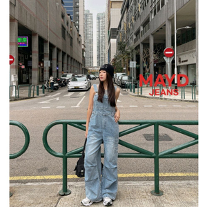 당당걸 리쿠 카고 파라슈트 워싱 데님 오버롤