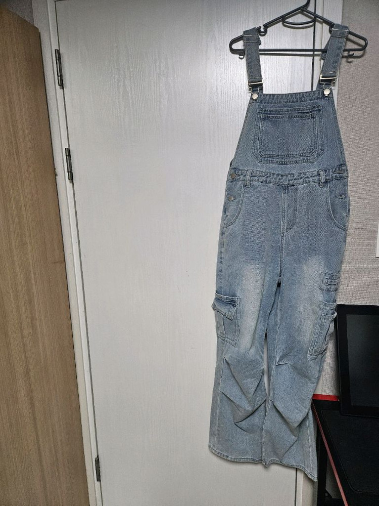 당당걸 리쿠 카고 파라슈트 워싱 데님 오버롤--8