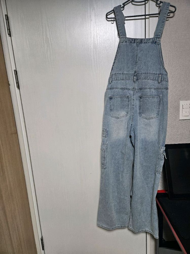 당당걸 리쿠 카고 파라슈트 워싱 데님 오버롤--9