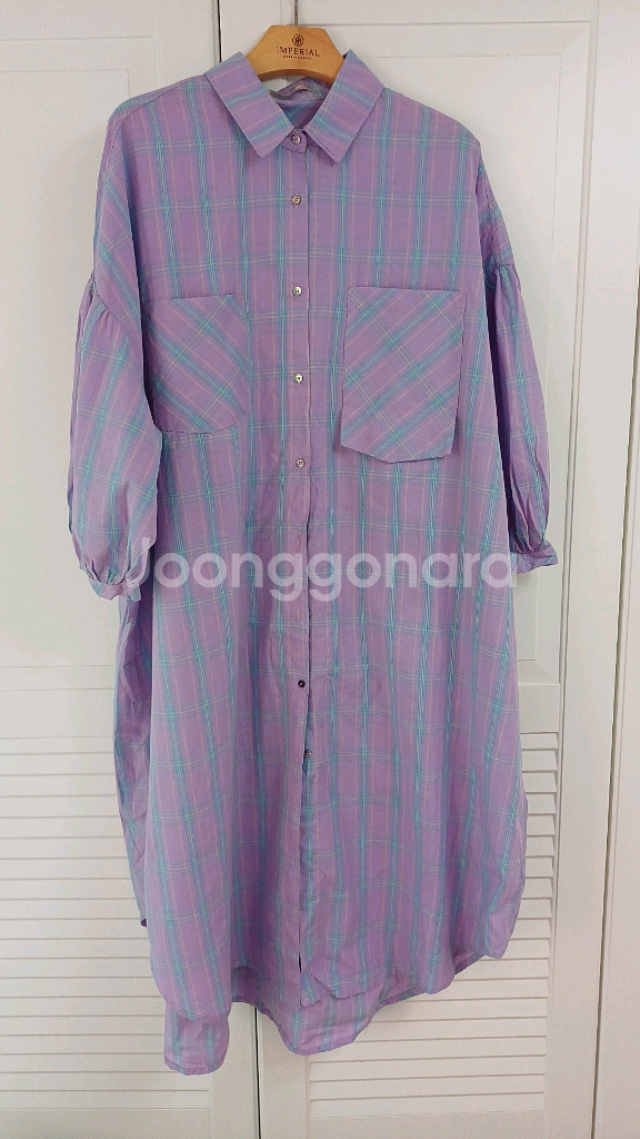 [러브앤쇼] 체크 롱 박시셔츠 원피스--0