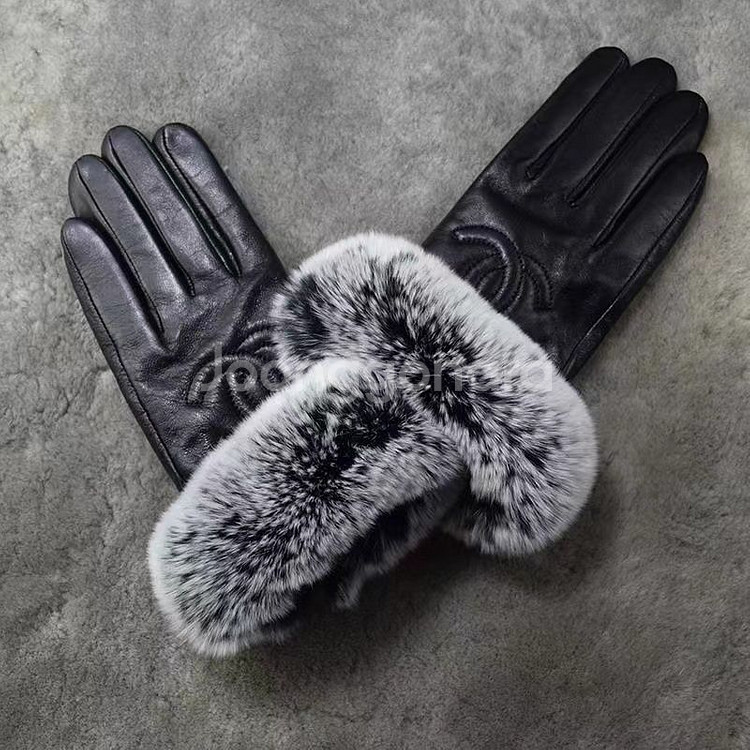 샤넬 CC로고 양가죽 토끼털 장갑--0