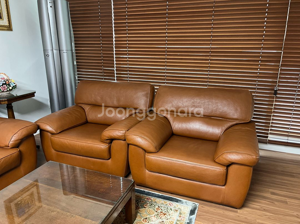 아르데코 이태리 수입 가죽 소파 세트 3인용+1인용 1개--2