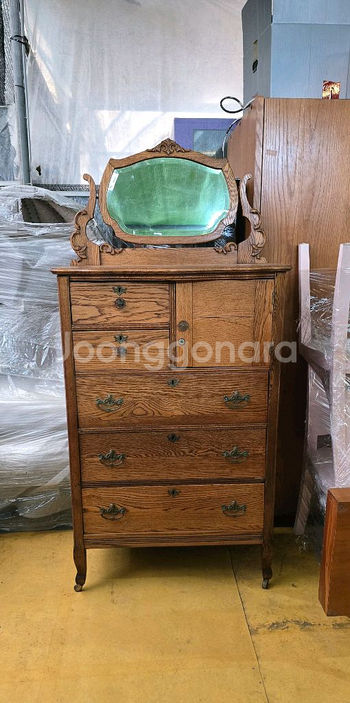 영국 앤틱 오크목 서랍장 화장대--0