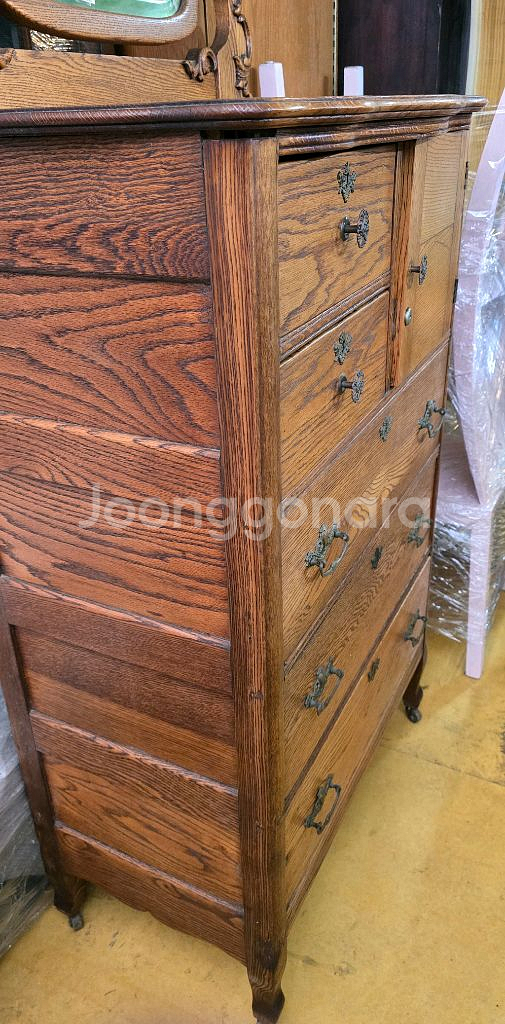 영국 앤틱 오크목 서랍장 화장대--5