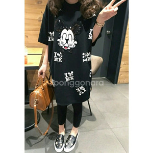 빅사이즈 원피스 미키 스팽글 롱 원피스 블랙 원피스 #새상품