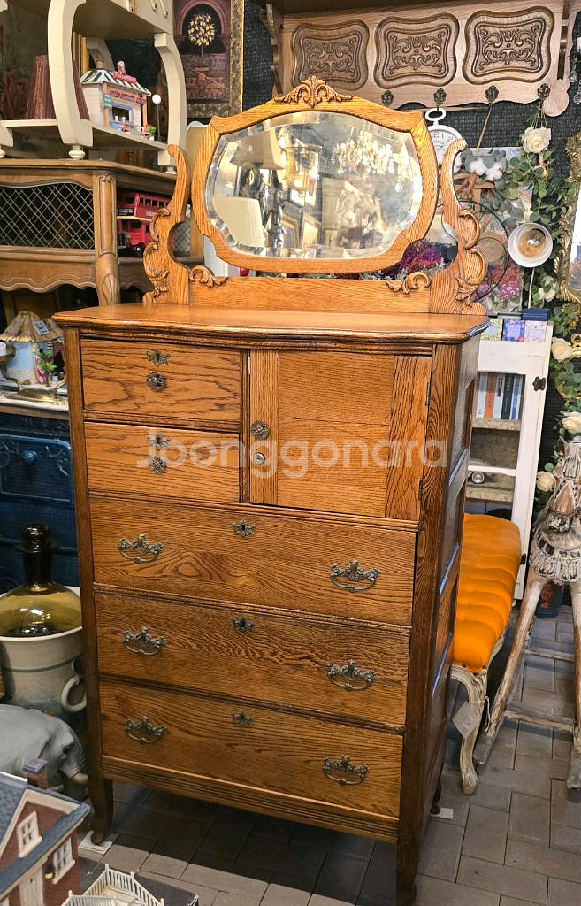 영국 앤틱 오크목 서랍장 화장대--9