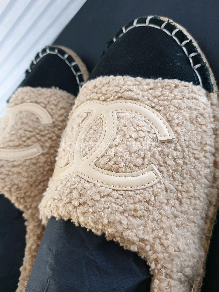 샤넬 로고 시어링 에스파드리유,테디 플랫 39사이즈--4