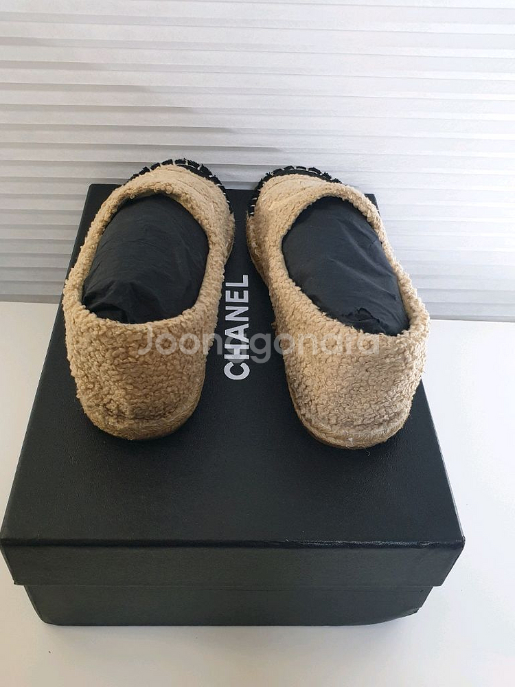 샤넬 로고 시어링 에스파드리유,테디 플랫 39사이즈--5