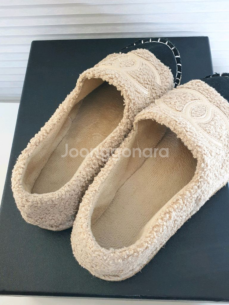 샤넬 로고 시어링 에스파드리유,테디 플랫 39사이즈--6