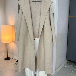 리스트 숄후드 벨티드 핸드메이드 코트-멜란지베이지55-