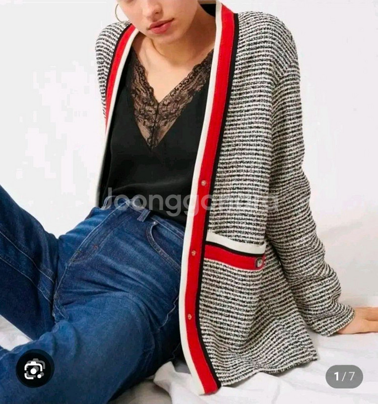 마쥬 루즈핏 글리터 트위드 자켓 가디건 38 사이즈--0