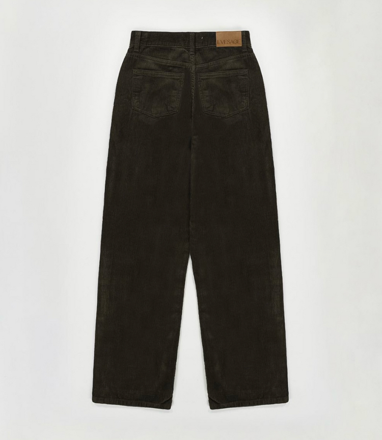이브세이지 코듀로이 와이드 팬츠 카키브라운 스몰 새상품--7