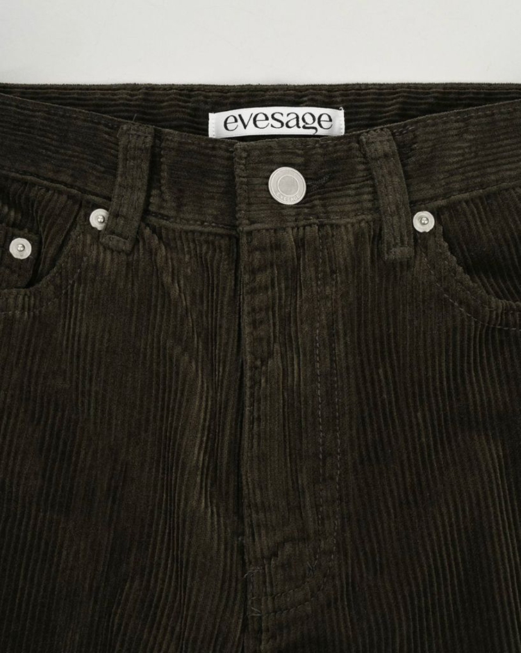 이브세이지 코듀로이 와이드 팬츠 카키브라운 스몰 새상품--8