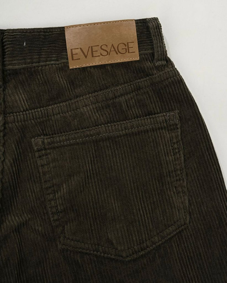 이브세이지 코듀로이 와이드 팬츠 카키브라운 스몰 새상품--9