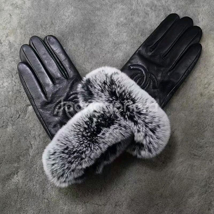 샤넬 양가죽 토끼털 장갑--1