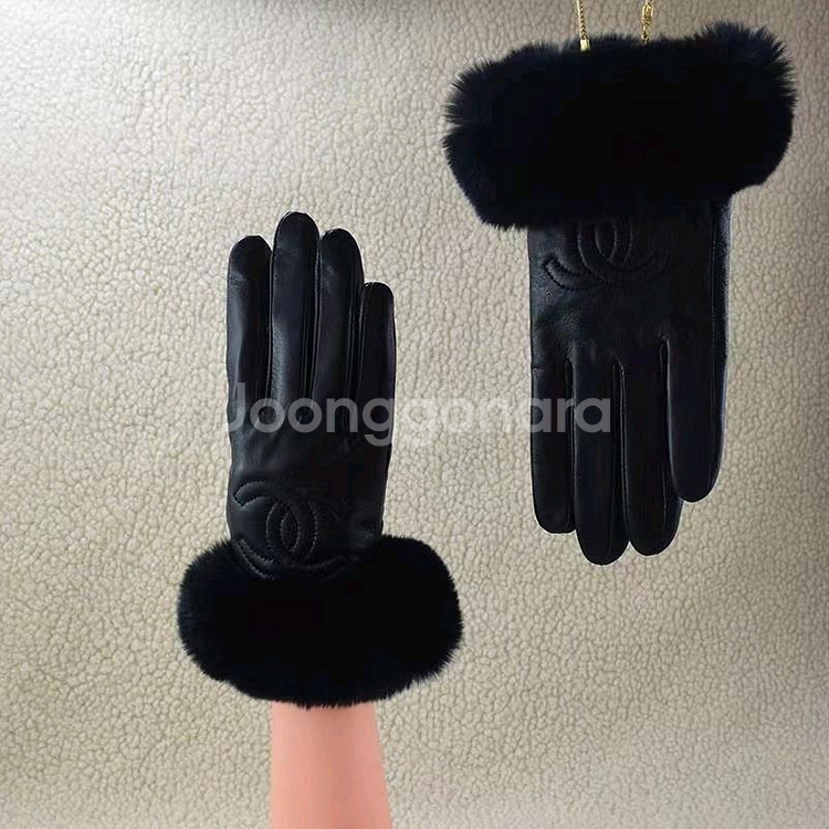 샤넬 양가죽 토끼털 장갑--2