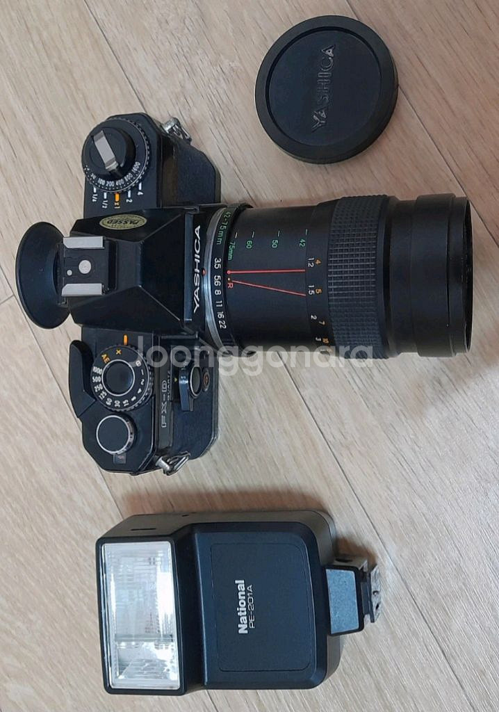 레트로 야시카 수동필름카메라 후레쉬세트, 롯데전축--1