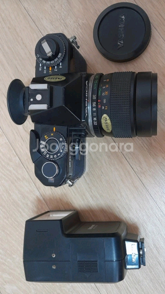 레트로 야시카 수동필름카메라 후레쉬세트, 롯데전축--2