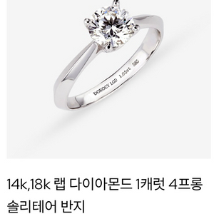 도로시 14k 1캐럿 랩다이아 4프롱 솔리테어 반지(10호) 이미지