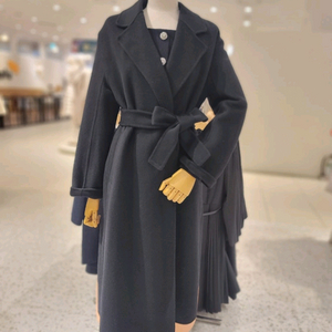 LINE 라인어디션 핸드메이드 벨티드 캐시미어 혼방 롱코트 55 블랙