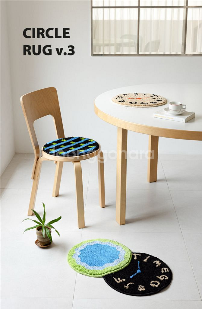 라이브워크 리틀띵스 원형러그 v.3 Clock-beige 미개봉 새제품--2