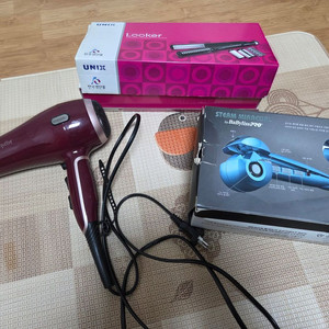 헤어 스타일링 도구 세트(스팀미라클 바비리스프로, 유닉스 룩커스타일러, 바비리스 드라이기)