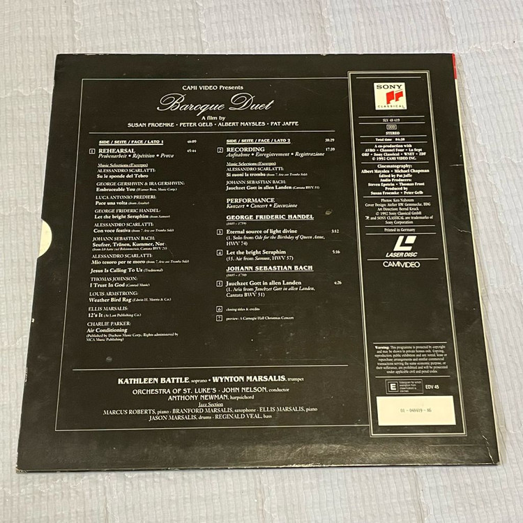 Kathleen Battle 바로크 듀엣 레이저디스크 LD--1