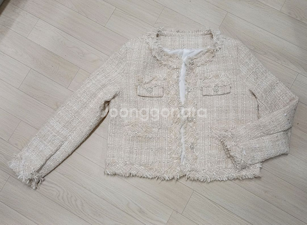 새상품 여성88반 노카라 수술트위드자켓--0