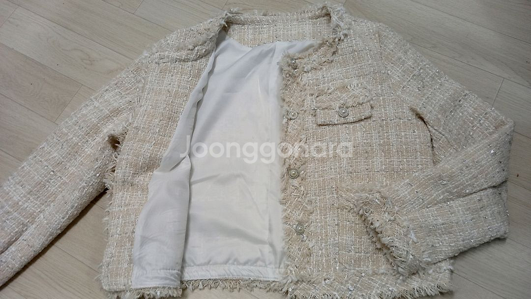 새상품 여성88반 노카라 수술트위드자켓--1