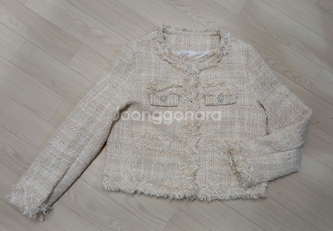 새상품 여성88반 노카라 수술트위드자켓--3