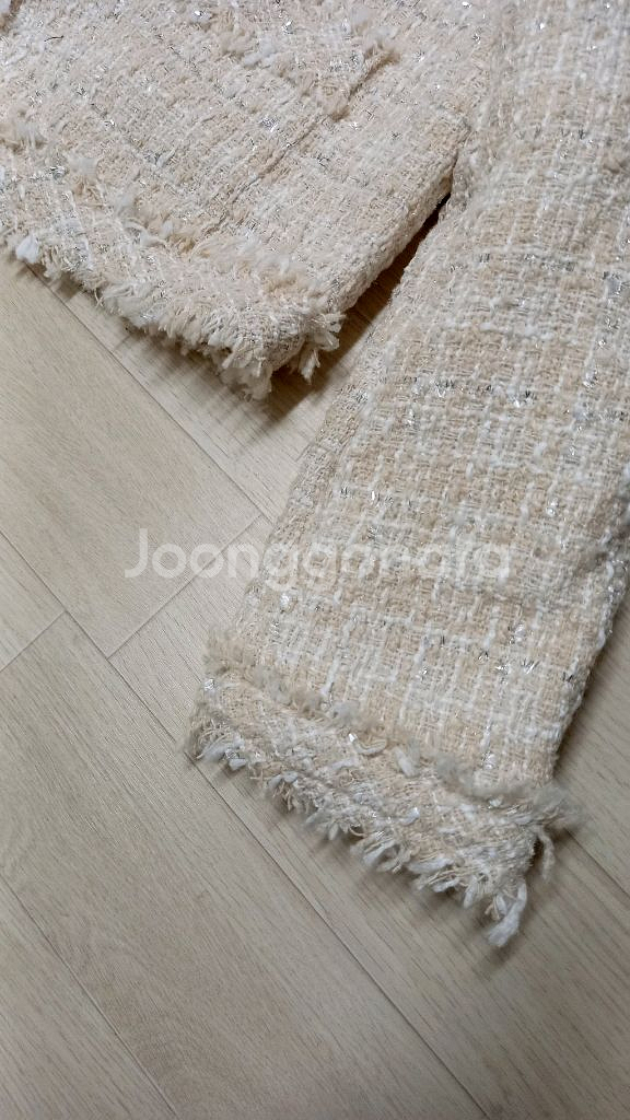 새상품 여성88반 노카라 수술트위드자켓--6