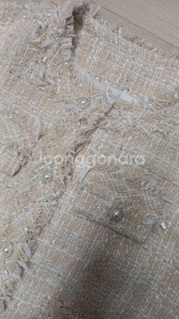 새상품 여성88반 노카라 수술트위드자켓--7