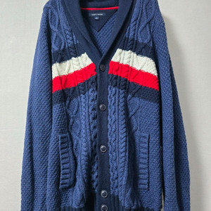 정품 타미힐피거 꽈배기 니트 가디건 L
