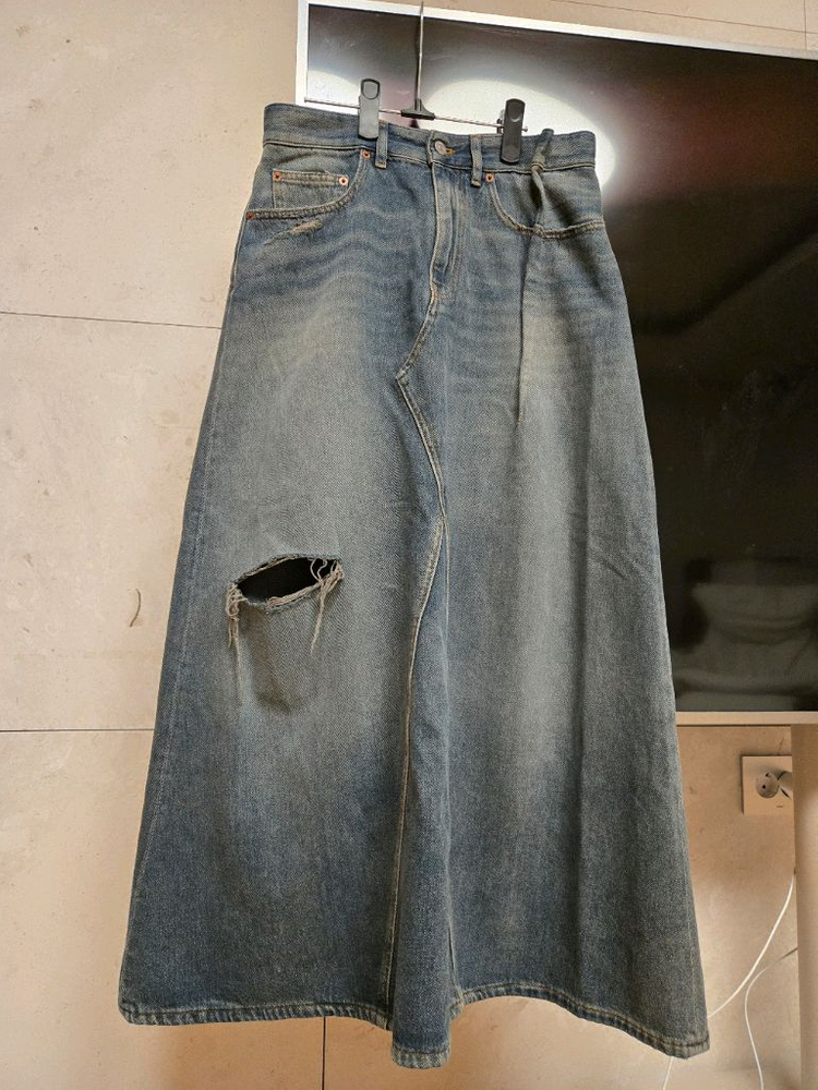 MM6 메종마르지엘라 플레어 롱 데님 스커트--2