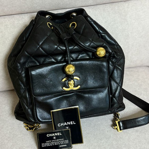 샤넬 빈티지 드로우스트링 골든볼 버킷 백팩