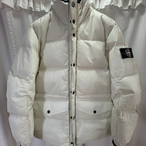 스톤아일랜드 화이트 와펜 레더 양가죽 무스탕 패딩