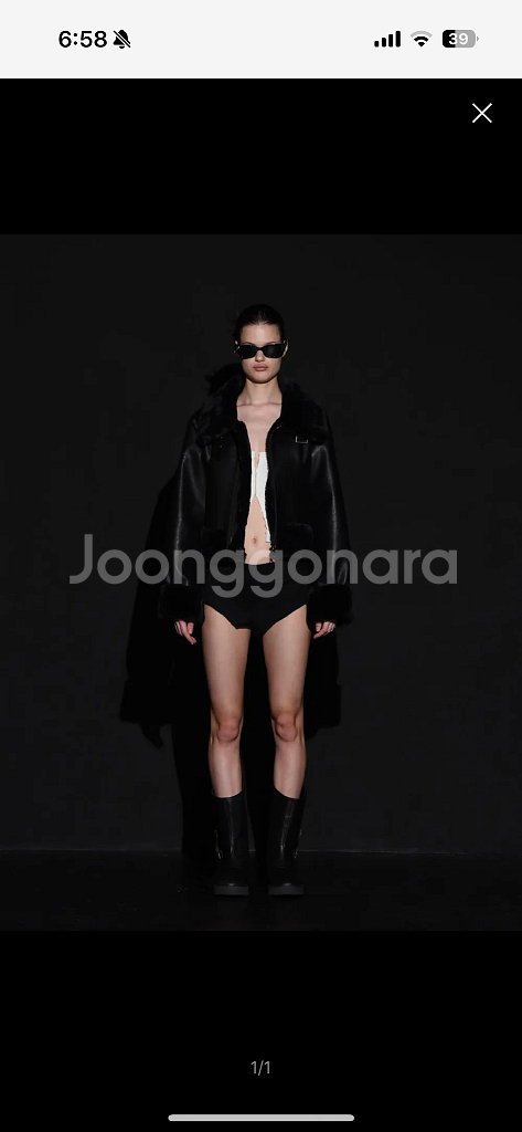 보헤미안서울 하이넥 무스탕 블랙--0