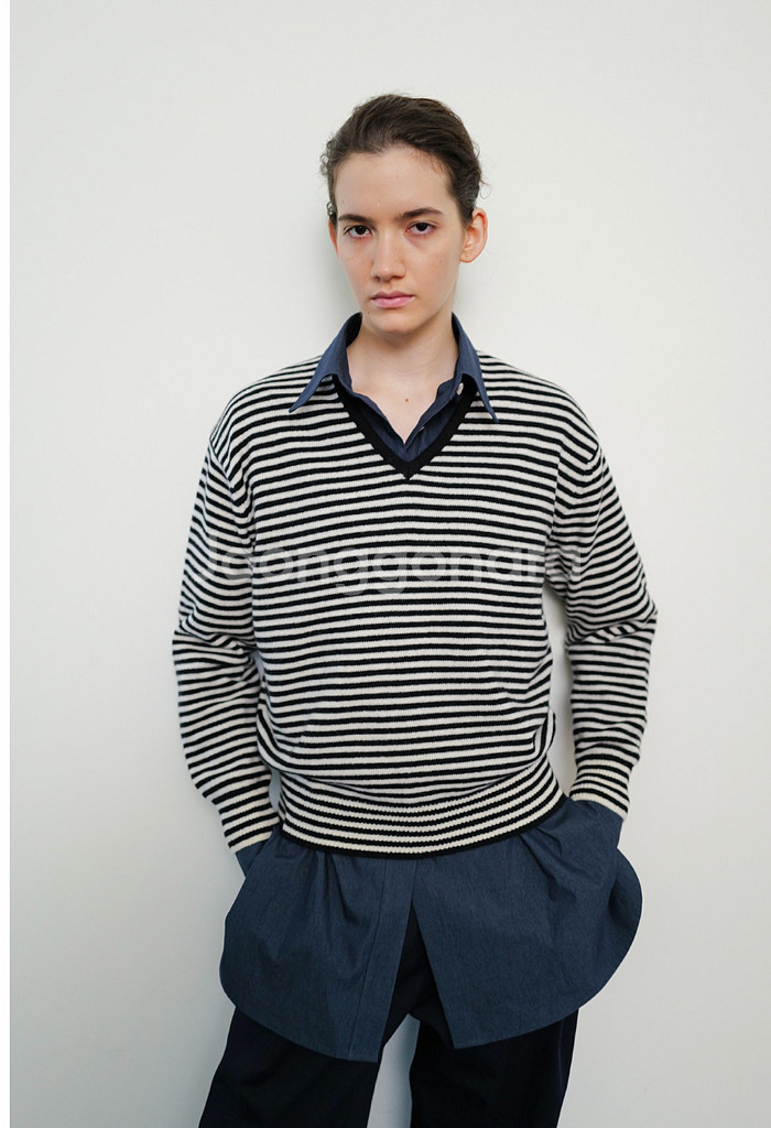 문달 스트라이프 니트--0