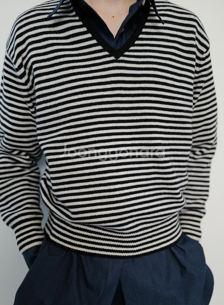 문달 스트라이프 니트--1