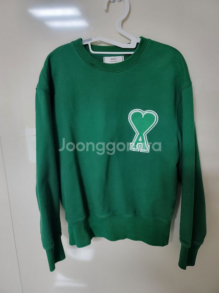 아미 헤비코튼 그린 맨투맨 S 95정사이즈 상태굿--0