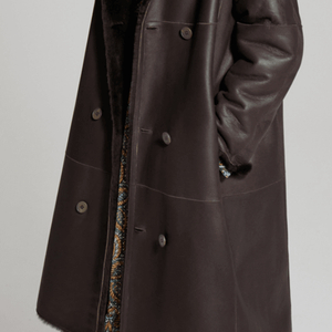 [새상품] ROBO 후드 무스탕코트, 55~66, 모카 브라운