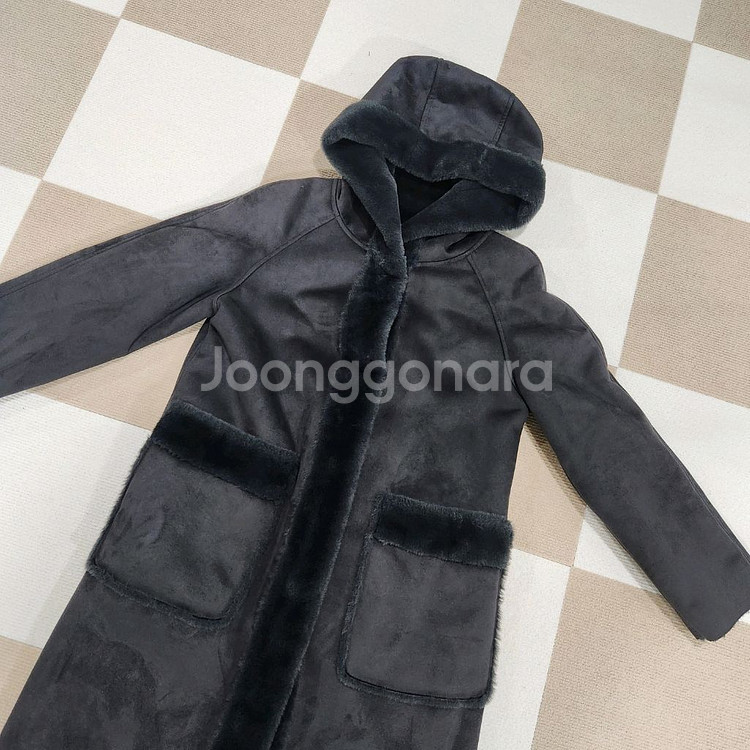 후드 롱 스웨이드 무스탕코트--0