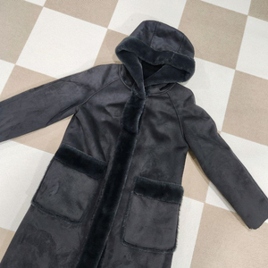 후드 롱 스웨이드 무스탕코트