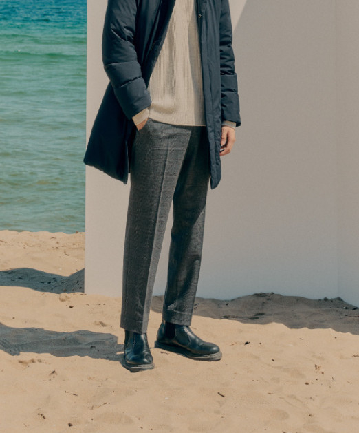 탑텐 TOPTEN10 더 웜 테이퍼드 하프밴딩 슬랙스, 블랙, 검정, 남성바지, 정장바지, 겨울용. 34사이즈--2