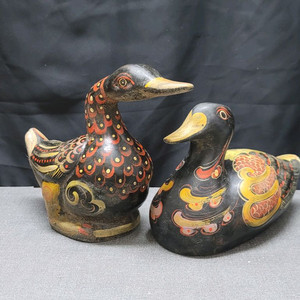 나무 목안 오리 2점 골동품
