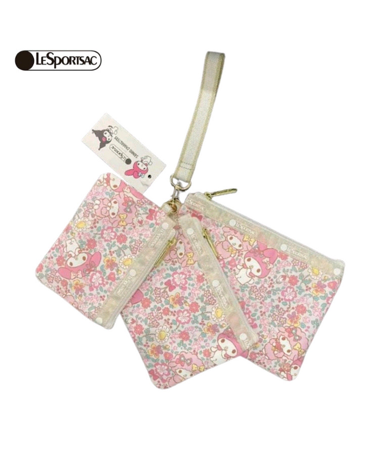 왓츠인마이백 레스포색 동전지갑 카드홀더 여행용 미니파우치 3종 셋트 산리오--1